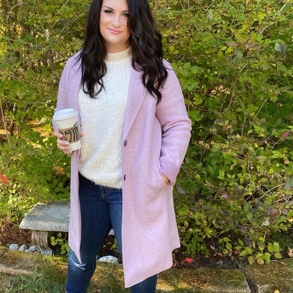 Only Mauve-Pink Wool Blend Trench Coat - Picture 8 of 8